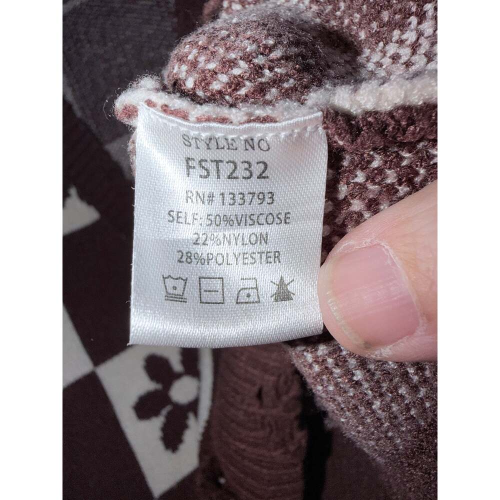 Pol brown cream flower power distressed hem cardigan sweater retro medium bold - Picture 5 of 7
